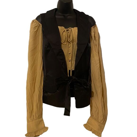 Women’s NWT Love Stitch black lapel layered center tie vest L sexy Holiday party - Picture 12 of 12